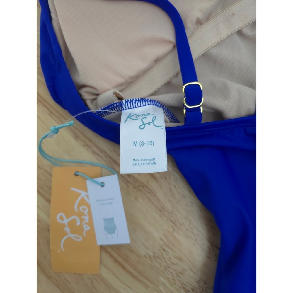 One Piece Swimsuit Women's Medium Blue Strappy Back NWT - Picture 3 of 7